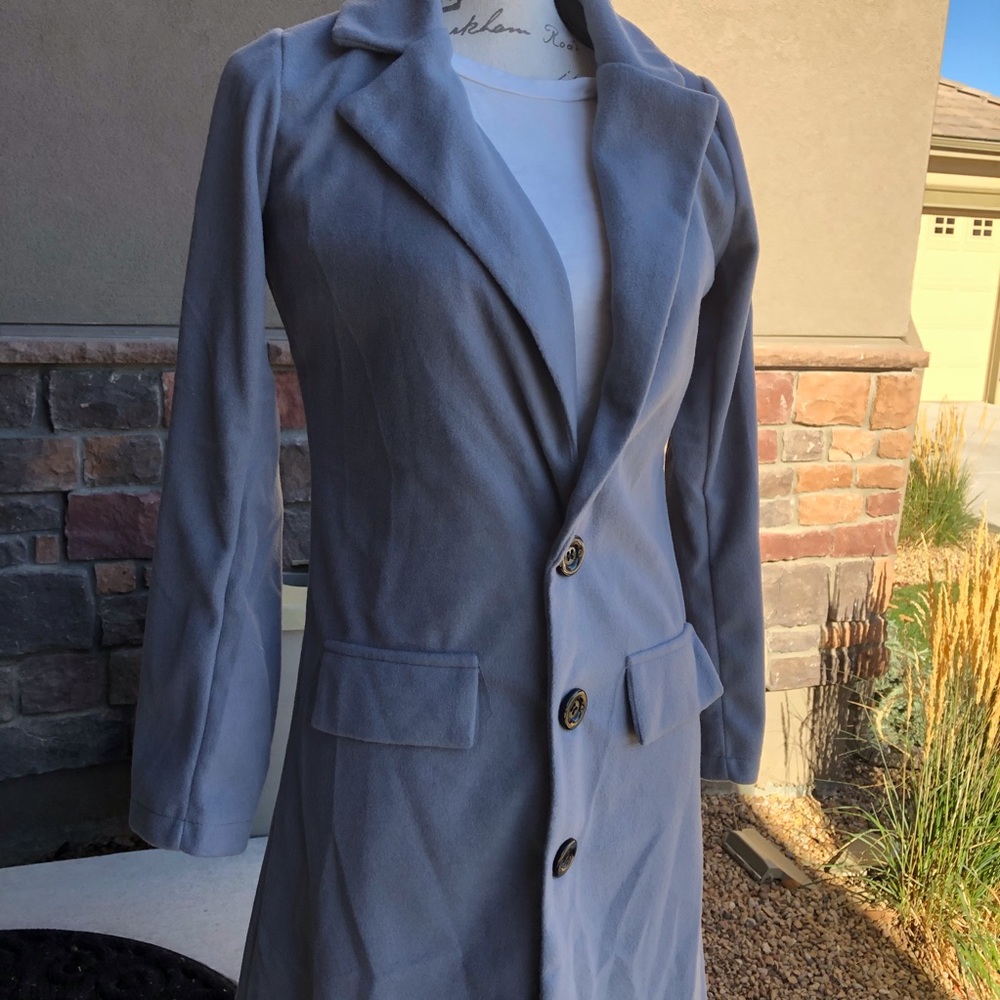 Long Solid Elegant Vintage Solid Jacket - image 3